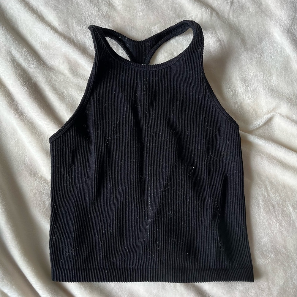Women's Black Ribbed Tank Top